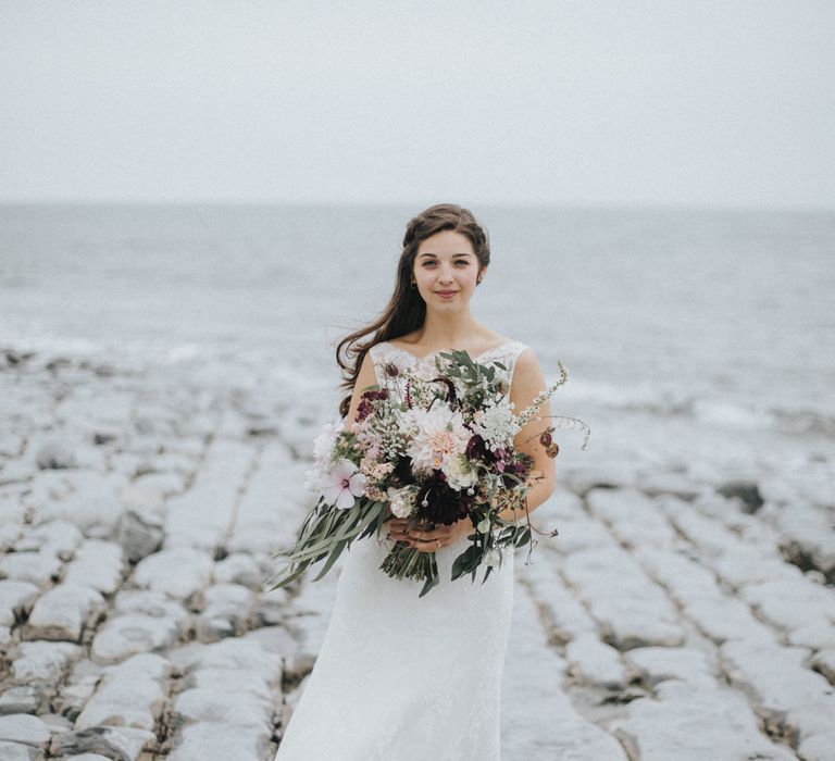 Bride in Augusta Jones Sophia Gown | Country Wedding at Farmers Barns, Rosedew Farm, Cardiff | Grace Elizabeth Photography and Film