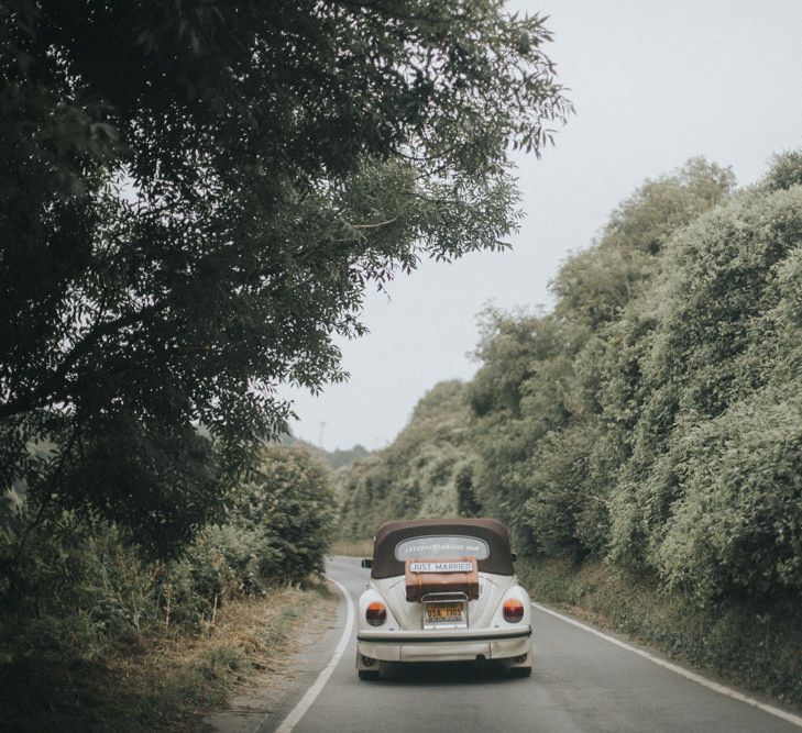 Wedding Car | Bride in Augusta Jones Sophia Gown | Groom in Slaters Suit | Country Wedding at Farmers Barns, Rosedew Farm, Cardiff | Grace Elizabeth Photography and Film