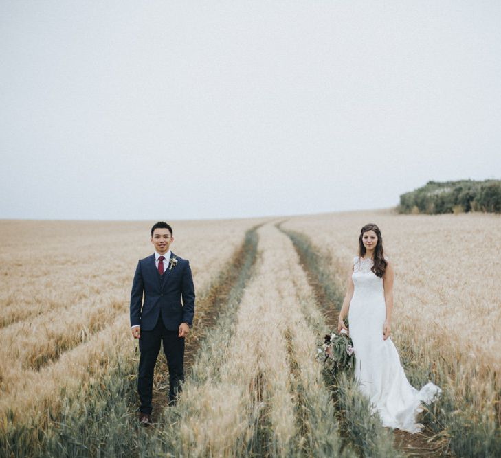 Bride in Augusta Jones Sophia Gown | Groom in Slaters Suit | Country Wedding at Farmers Barns, Rosedew Farm, Cardiff | Grace Elizabeth Photography and Film