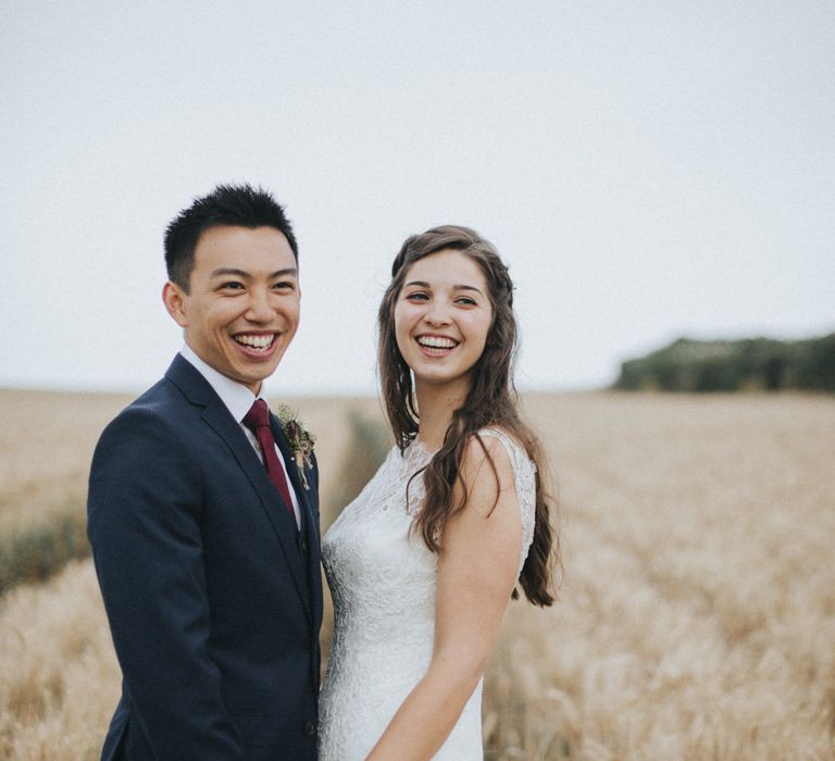 Bride in Augusta Jones Sophia Gown | Groom in Slaters Suit | Country Wedding at Farmers Barns, Rosedew Farm, Cardiff | Grace Elizabeth Photography and Film