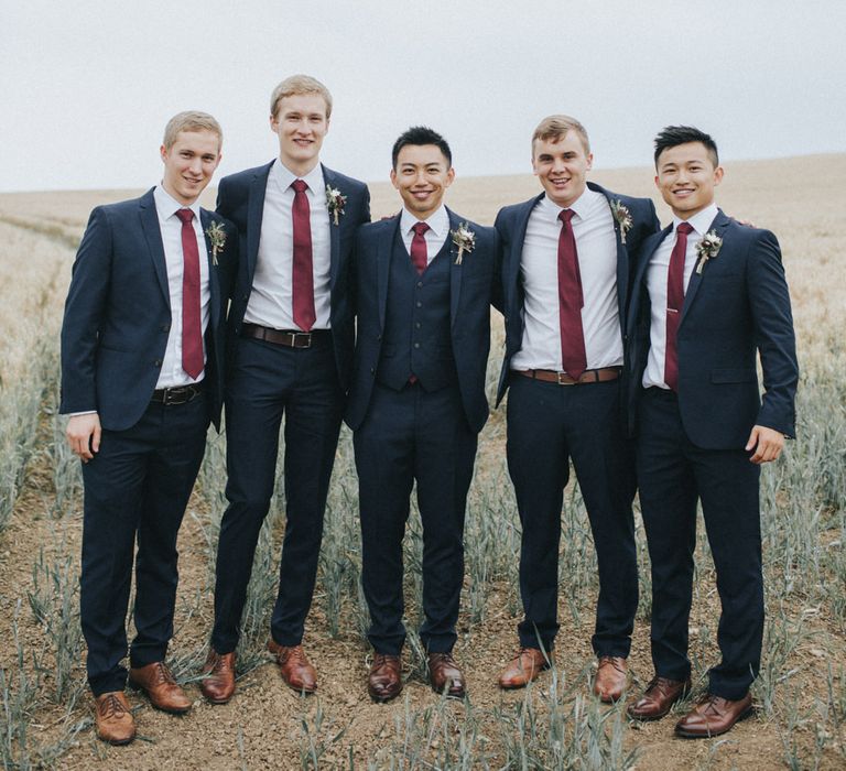 Groomsmen in Slaters Suits | Country Wedding at Farmers Barns, Rosedew Farm, Cardiff | Grace Elizabeth Photography and Film