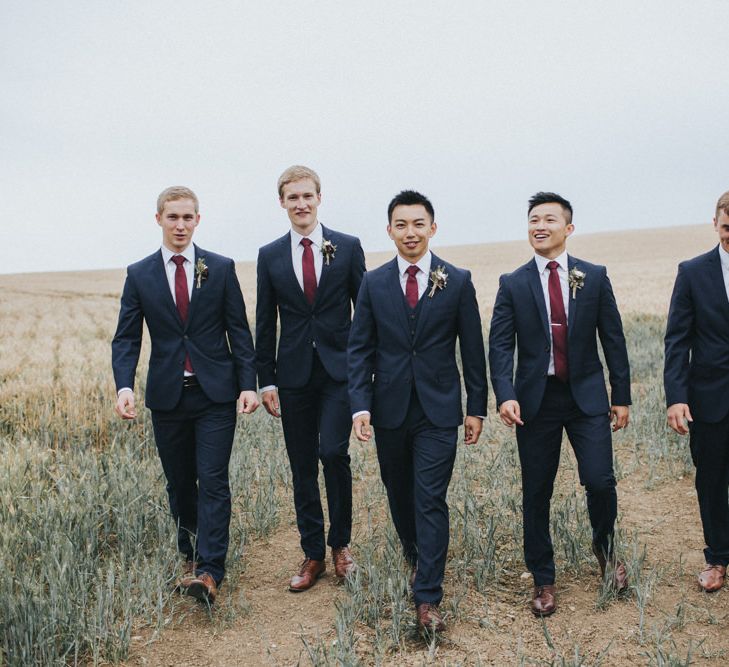 Groomsmen in Slaters Suits | Country Wedding at Farmers Barns, Rosedew Farm, Cardiff | Grace Elizabeth Photography and Film