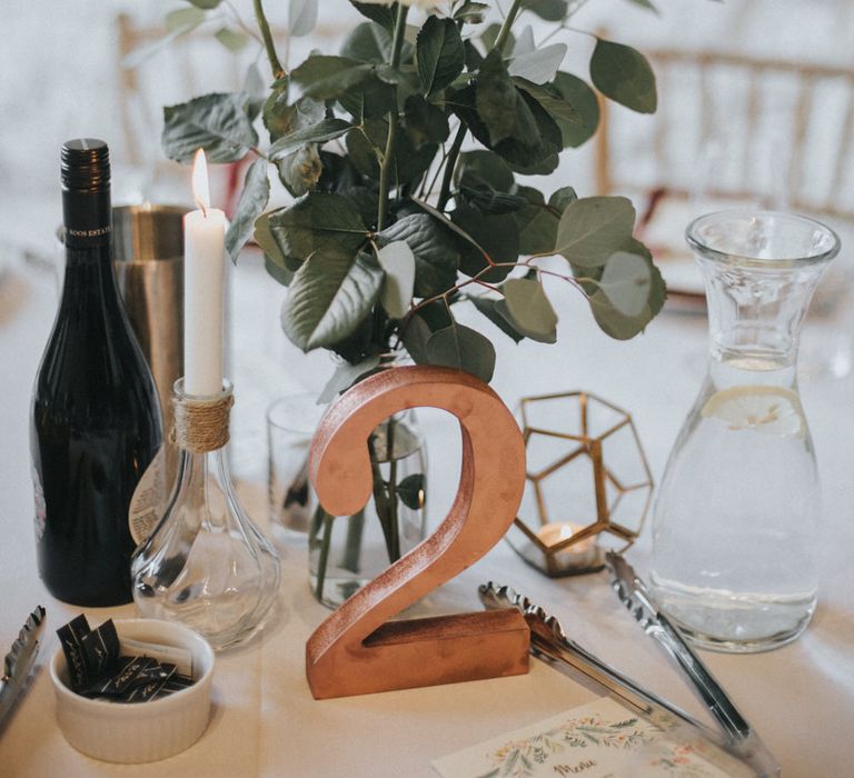 Flower Stems in Jars Wedding Centrepieces | Country Wedding at Farmers Barns, Rosedew Farm, Cardiff | Grace Elizabeth Photography and Film