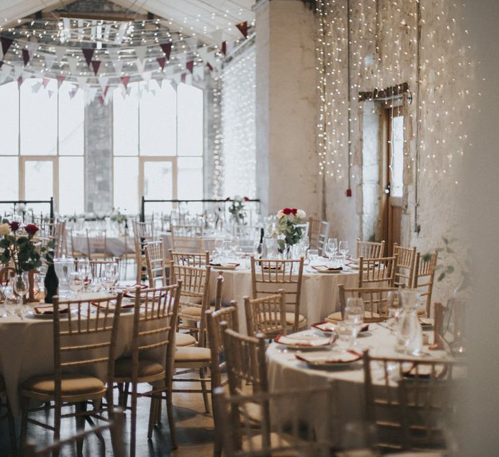 Bunting & Fairy Light Wedding Decor | Country Wedding at Farmers Barns, Rosedew Farm, Cardiff | Grace Elizabeth Photography and Film