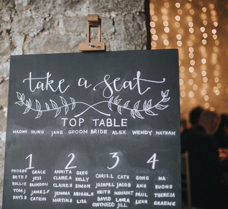 Chalkboard Table Plan | Country Wedding at Farmers Barns, Rosedew Farm, Cardiff | Grace Elizabeth Photography and Film