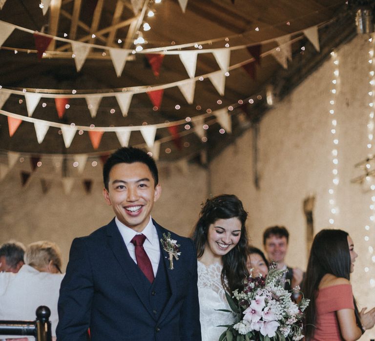 Bride in Augusta Jones Sophia Gown | Groom in Slaters Suit | Country Wedding at Farmers Barns, Rosedew Farm, Cardiff | Grace Elizabeth Photography and Film