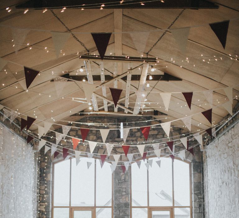 Wedding Reception | Bunting Decor | Country Wedding at Farmers Barns, Rosedew Farm, Cardiff | Grace Elizabeth Photography and Film