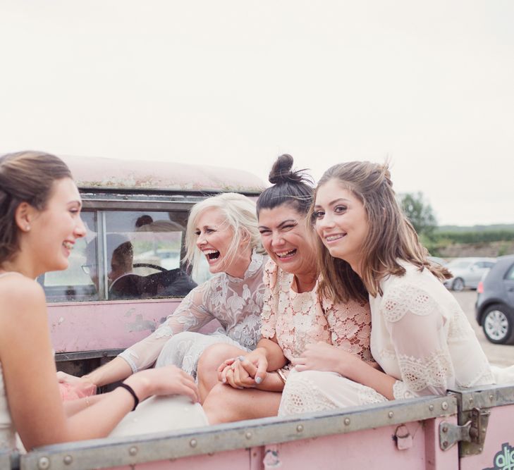 Pink Land Rover Wedding Transport | Cotton Candy Photography