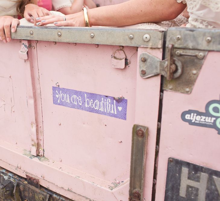 Pink Land Rover Wedding Transport | Cotton Candy Photography