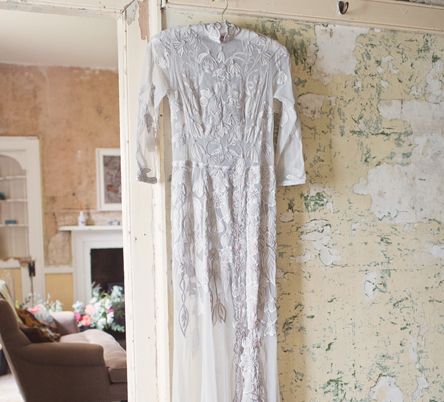 Bespoke Grey Lace Hermione De Paula Gown | Cotton Candy Photography