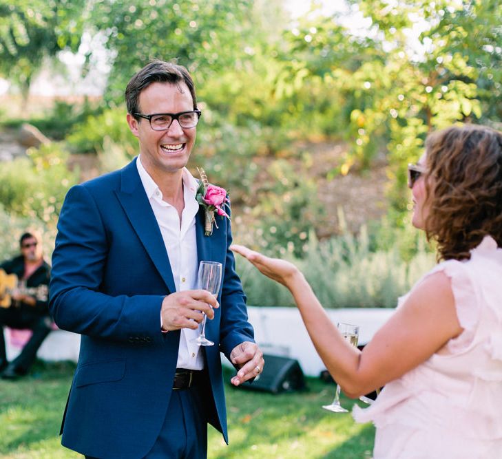 Groom in Navy Blue Reiss Suit | Jewel Coloured Spanish Wedding Planned & Styled by Rachel Rose Weddings | Anna Gazda Photography