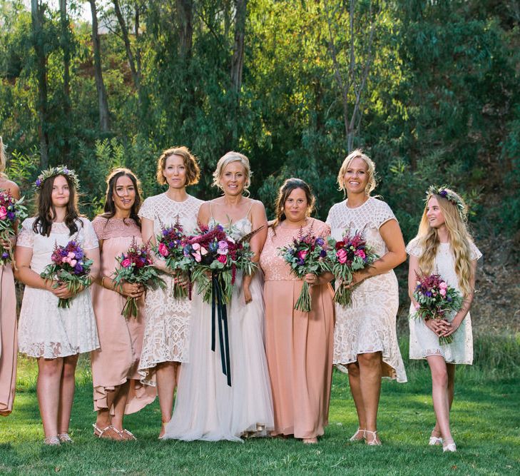 Bridal Party in High Street Dresses | Jewel Coloured Spanish Wedding Planned & Styled by Rachel Rose Weddings | Anna Gazda Photography