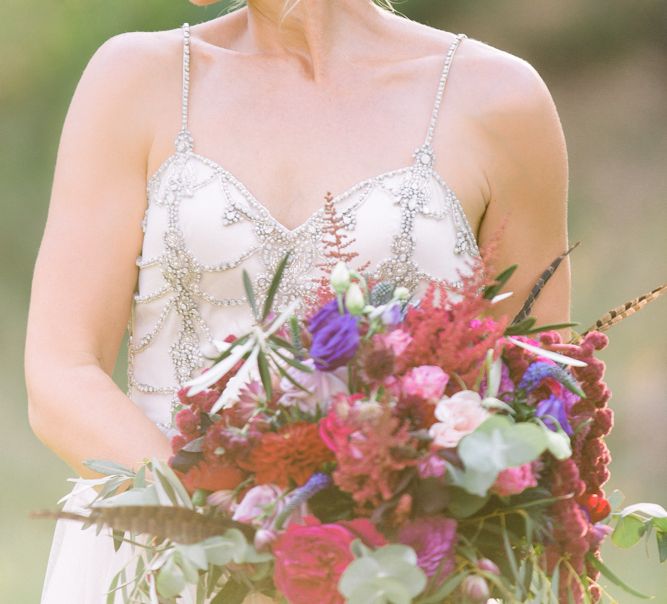 Bride in Catherine Deane 'Freya' Gown | Jewel Coloured Spanish Wedding Planned & Styled by Rachel Rose Weddings | Anna Gazda Photography