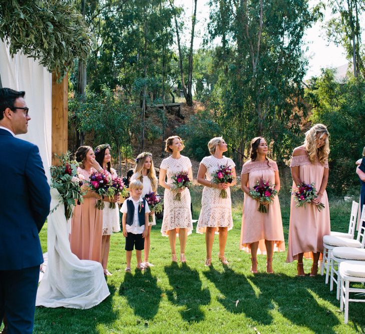 Wedding Ceremony | Bridesmaids in Highstreet Dresses | Jewel Coloured Spanish Wedding Planned & Styled by Rachel Rose Weddings | Anna Gazda Photography