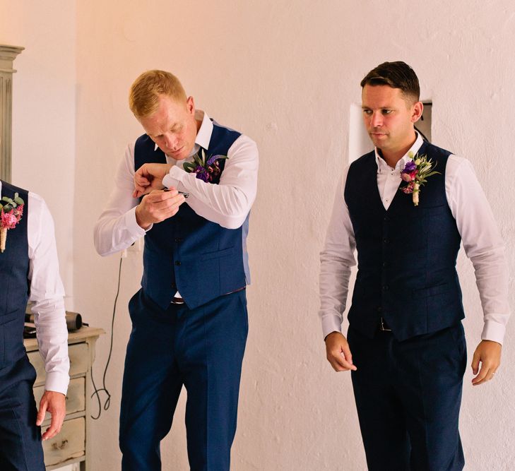 Groomsmen in Reiss Suits | Jewel Coloured Spanish Wedding Planned & Styled by Rachel Rose Weddings | Anna Gazda Photography