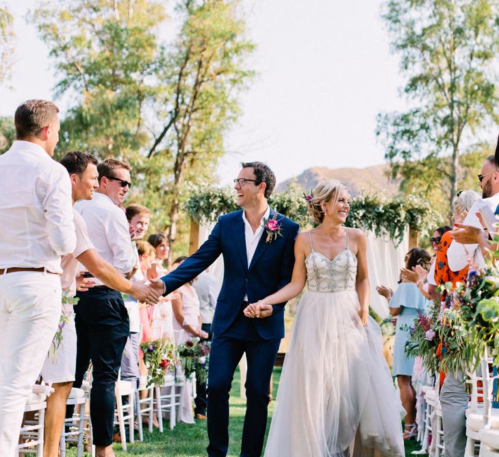 Bride in Catherine Deane 'Freya' Gown | Groom in Reiss Suit | Jewel Coloured Spanish Wedding Planned & Styled by Rachel Rose Weddings | Anna Gazda Photography