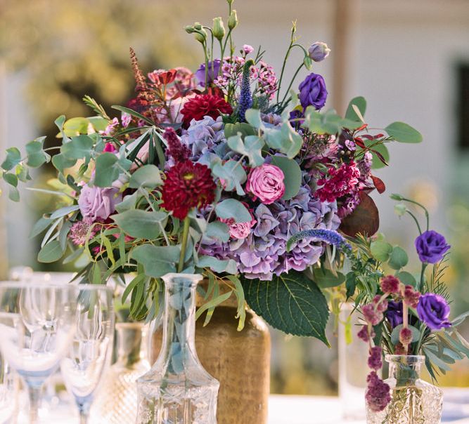 Floral Centrepiece | Jewel Coloured Spanish Wedding Planned & Styled by Rachel Rose Weddings | Anna Gazda Photography