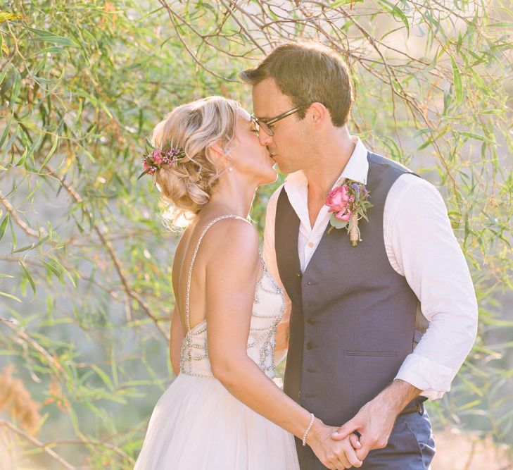 Bride in Catherine Deane 'Freya' Gown | Groom in Reiss Suit | Jewel Coloured Spanish Wedding Planned & Styled by Rachel Rose Weddings | Anna Gazda Photography