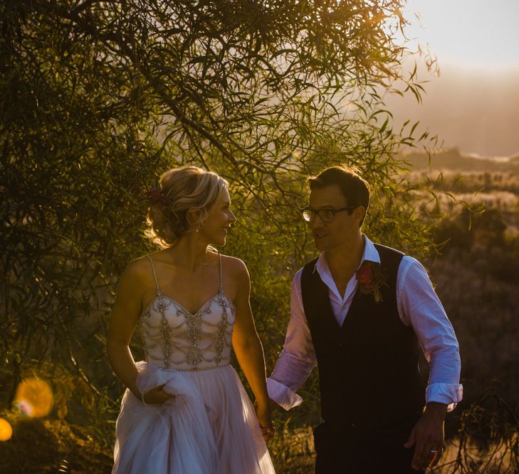 Bride in Catherine Deane 'Freya' Gown | Groom in Reiss Suit | Jewel Coloured Spanish Wedding Planned & Styled by Rachel Rose Weddings | Anna Gazda Photography