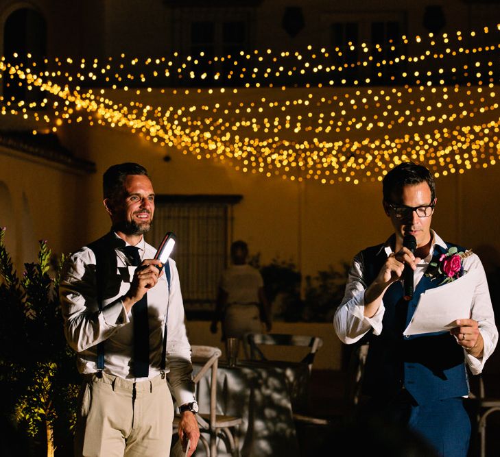 Speeches | Groom in Reiss Suit | Jewel Coloured Spanish Wedding Planned & Styled by Rachel Rose Weddings | Anna Gazda Photography