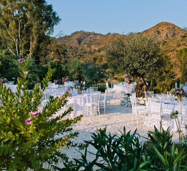 Outdoor Reception | Jewel Coloured Spanish Wedding Planned & Styled by Rachel Rose Weddings | Anna Gazda Photography