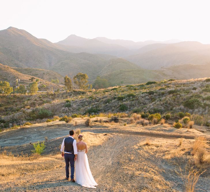 Bride in Catherine Deane 'Freya' Gown | Groom in Reiss Suit | Jewel Coloured Spanish Wedding Planned & Styled by Rachel Rose Weddings | Anna Gazda Photography