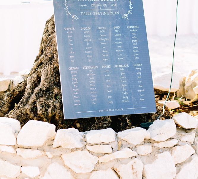 Chalkboard Table Plan | Jewel Coloured Spanish Wedding Planned & Styled by Rachel Rose Weddings | Anna Gazda Photography