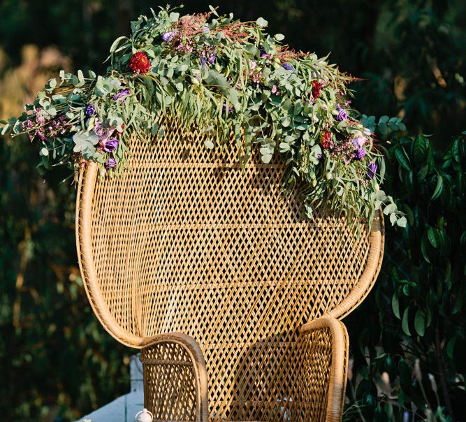 Peacock Chair Wedding Decor | Jewel Coloured Spanish Wedding Planned & Styled by Rachel Rose Weddings | Anna Gazda Photography