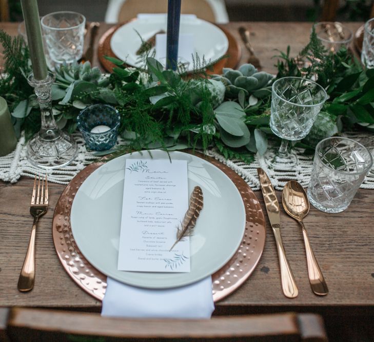 Macrame & Feathers For A Boho Wedding At The Kedleston Derby With Succulents & Foliage Details And Images By Magda K Photography