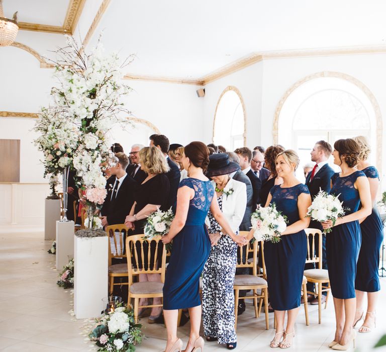 Bridesmaids In Navy Dresses