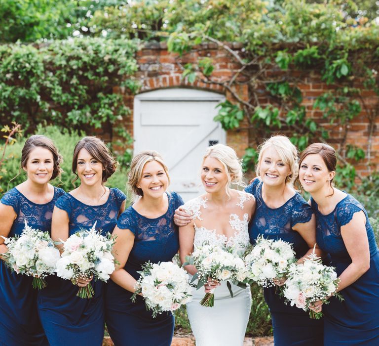 Bridesmaids In Navy Dresses