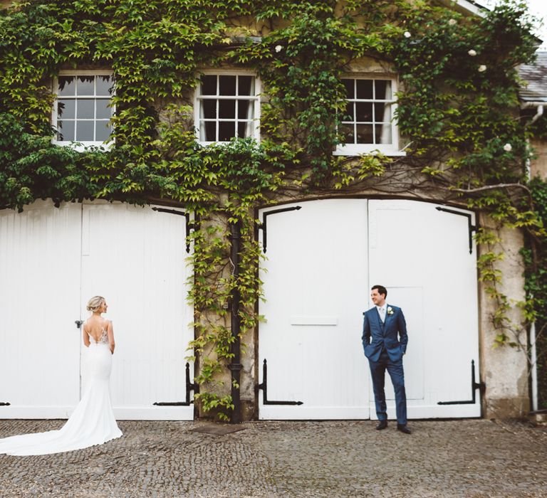 Elegant Pastel Wedding Northbrook Park Rose & Peony Floral Arrangements & Bride In Illusion Lace Dress By Pronovias & Images From Hollie Carlin Photography