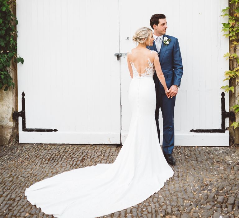 Elegant Pastel Wedding Northbrook Park Rose & Peony Floral Arrangements & Bride In Illusion Lace Dress By Pronovias & Images From Hollie Carlin Photography