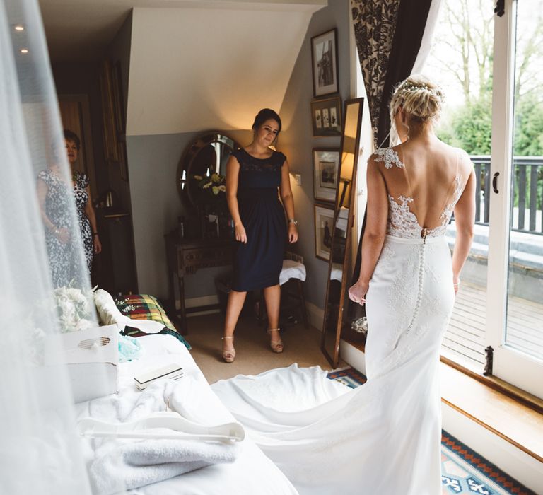 Elegant Pastel Wedding Northbrook Park Rose & Peony Floral Arrangements & Bride In Illusion Lace Dress By Pronovias & Images From Hollie Carlin Photography