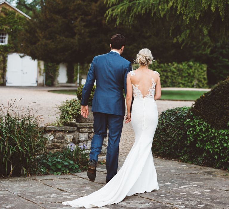 Elegant Pastel Wedding Northbrook Park Rose & Peony Floral Arrangements & Bride In Illusion Lace Dress By Pronovias & Images From Hollie Carlin Photography