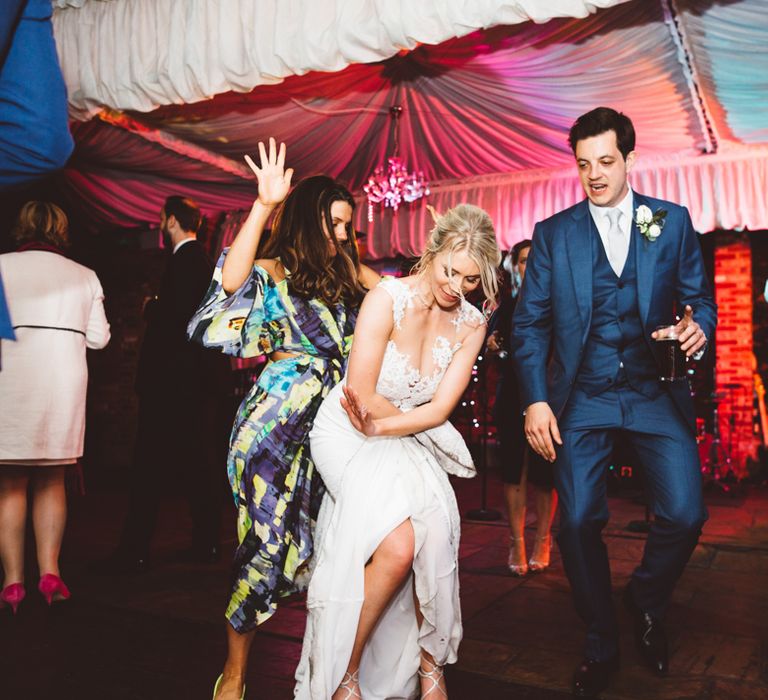 Elegant Pastel Wedding Northbrook Park Rose & Peony Floral Arrangements & Bride In Illusion Lace Dress By Pronovias & Images From Hollie Carlin Photography