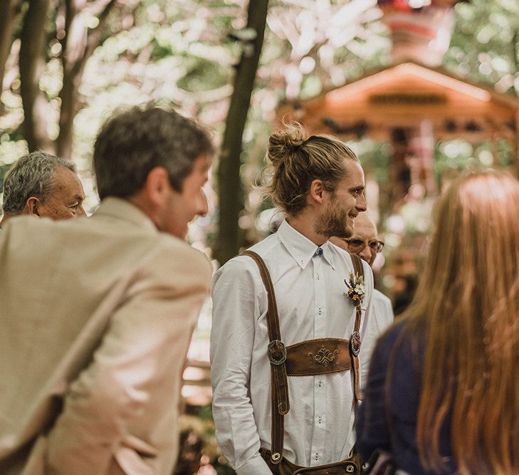 Woodland Wedding With Bride In Hermione De Paula & Reformation Silk Evening Dress With Groom In Tweed Hugo Boss & Images By Jason Mark Harris