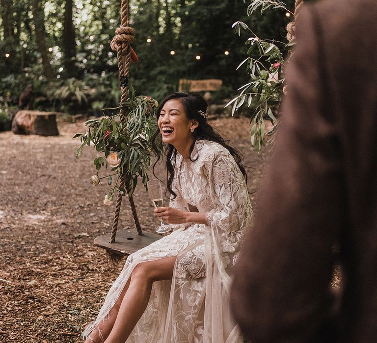 Woodland Wedding With Bride In Hermione De Paula & Reformation Silk Evening Dress With Groom In Tweed Hugo Boss & Images By Jason Mark Harris