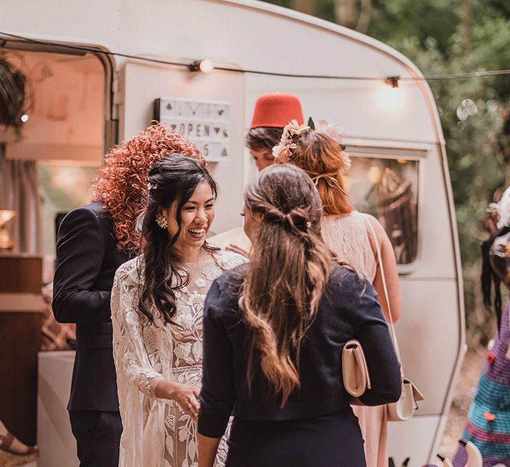 Woodland Wedding With Bride In Hermione De Paula & Reformation Silk Evening Dress With Groom In Tweed Hugo Boss & Images By Jason Mark Harris