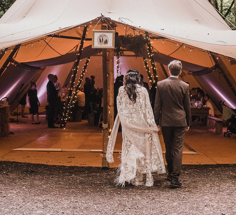 Woodland Wedding With Bride In Hermione De Paula & Reformation Silk Evening Dress With Groom In Tweed Hugo Boss & Images By Jason Mark Harris