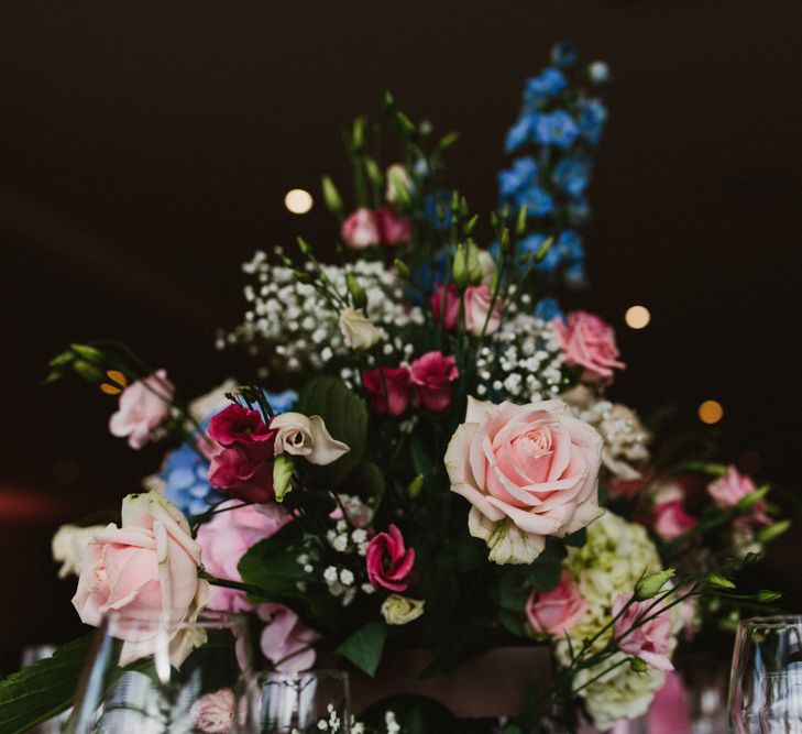 Pastel Wedding Flower Centrepiece | Step Ladder Table Plan with Ornate Frames & Doily Decor | Ally M Photography