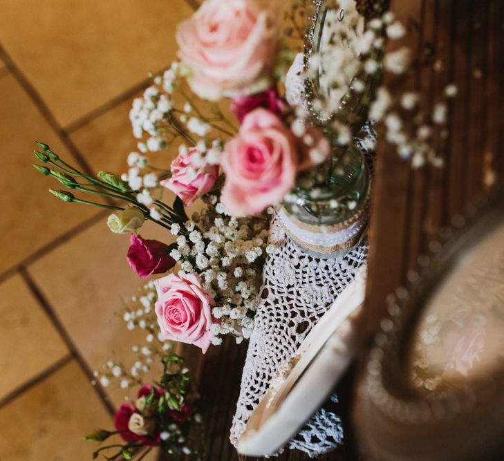 Vintage Step Ladder Table Plan with Ornate Frames & Doily Decor | Ally M Photography