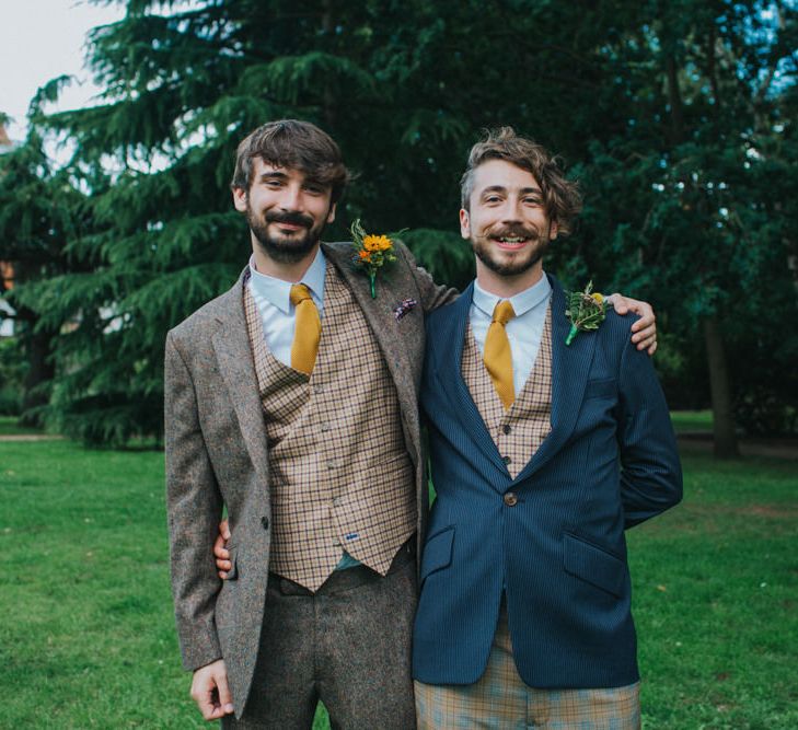 Groom in Tweed Suit | Bright DIY Back Garden Wedding | Lisa Webb Photography