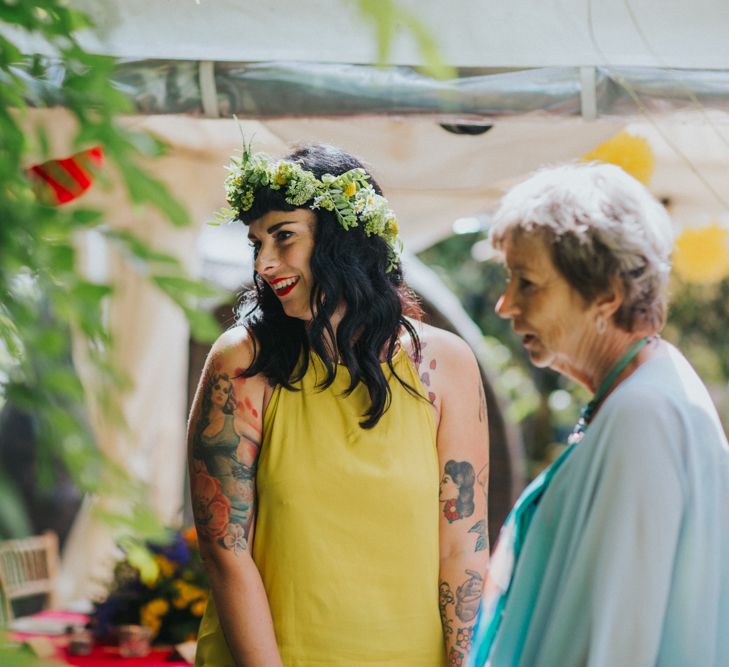 Bridesmaid in Yellow Dress | Bright DIY Back Garden Wedding | Lisa Webb Photography | Bright DIY Back Garden Wedding | Lisa Webb Photography