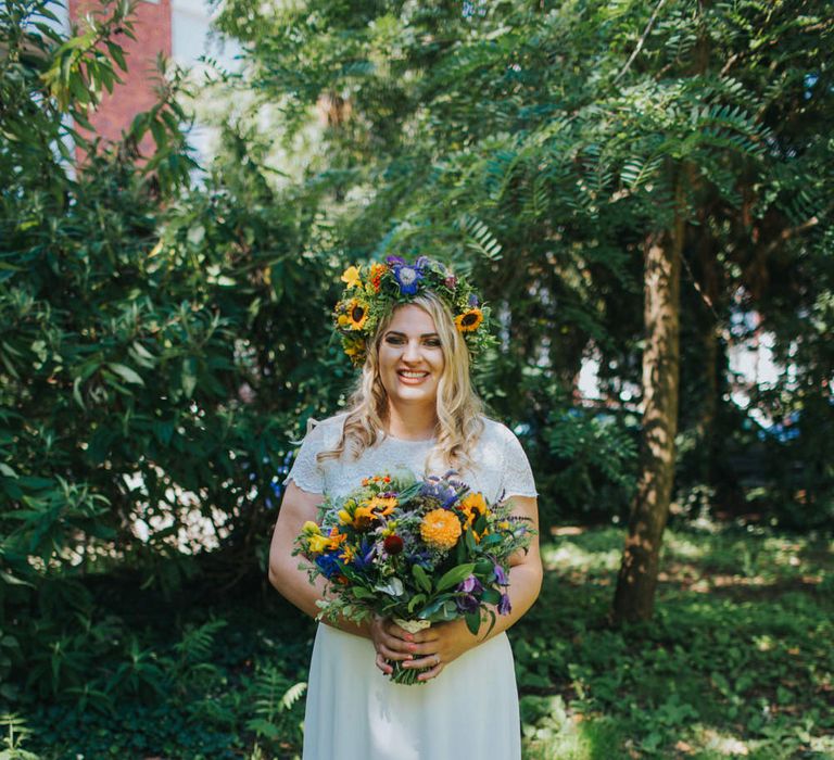 Bride in ASOS Wedding Dress | Bright DIY Back Garden Wedding | Lisa Webb Photography | Bright DIY Back Garden Wedding | Lisa Webb Photography