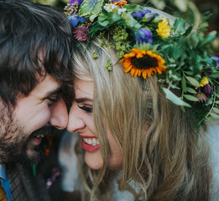 Bride in ASOS Wedding Dress | Groom in Tweed Suit | Bright DIY Back Garden Wedding | Lisa Webb Photography | Bright DIY Back Garden Wedding | Lisa Webb Photography