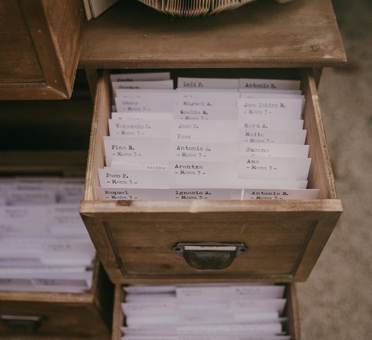 Table Plan Inspired by Library Cards For A Book Loving Couple