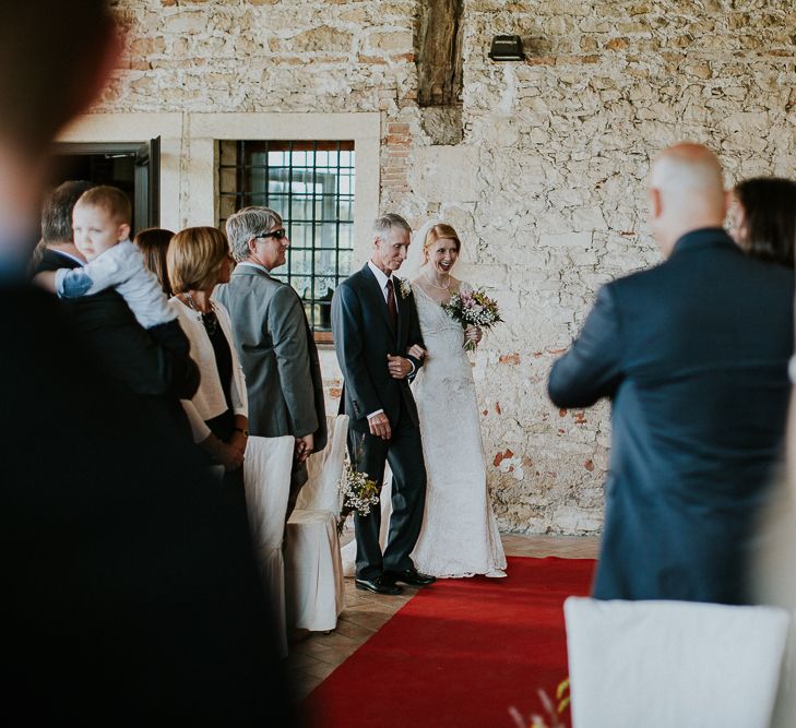 Bridal Entrance | Bride in David's Bridal Wedding Dress | Intimate Love Memories Photography