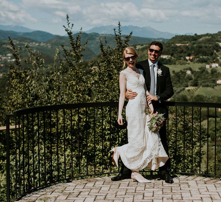 Outdoor Wedding Ceremony | Bride in David's Bridal Wedding Dress | Intimate Love Memories Photography