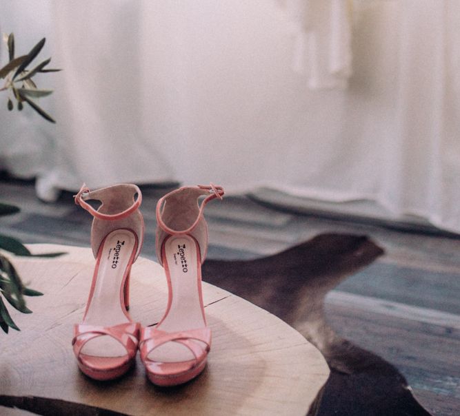 Pink Wedding Shoes // Rime Arodaky Bride For A Stylish Artistic & Bohemian French Wedding At La Dime De Giverny France With Images From Paris Wedding Photographer Juli Etta